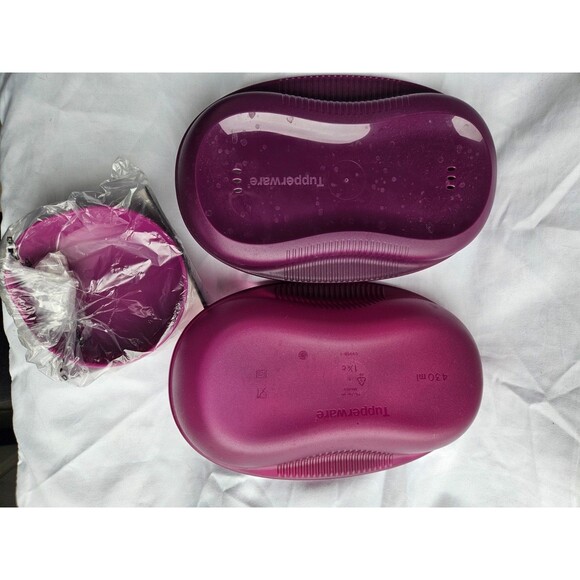 4 pc Tupperware Microwave Breakfast Maker Set Cups Poach Eggs Cooker Purple GC - Picture 2 of 6